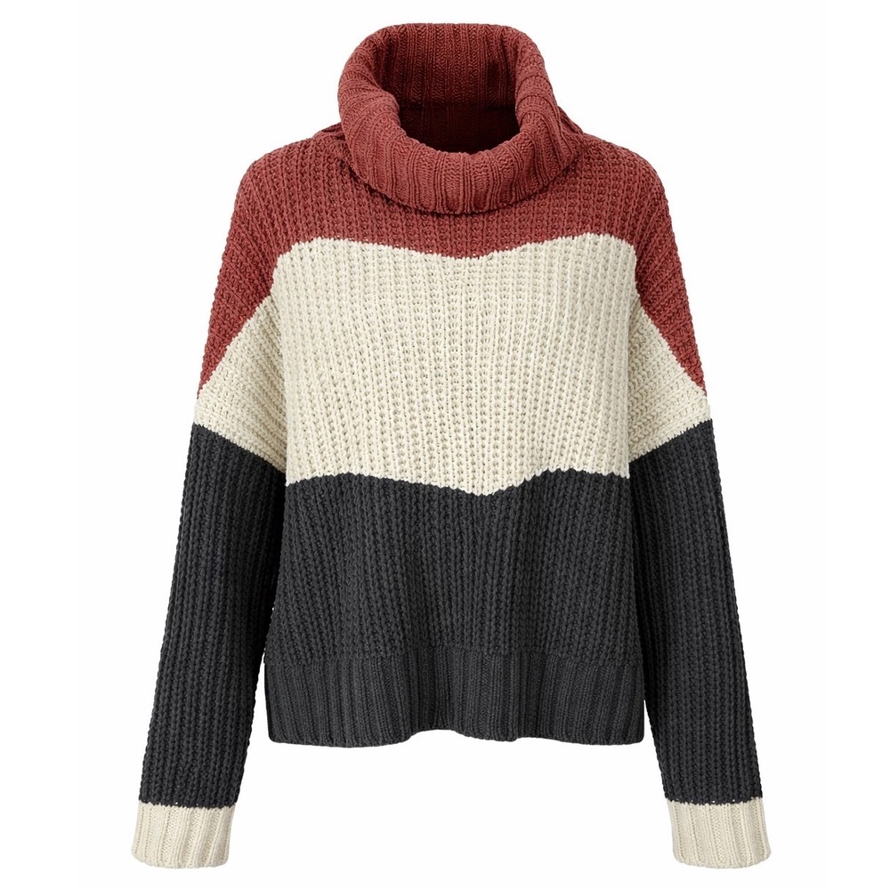 Pol Oversized Chunky Cropped Turtleneck Sweater Small‎ Pullover Colorblock Women